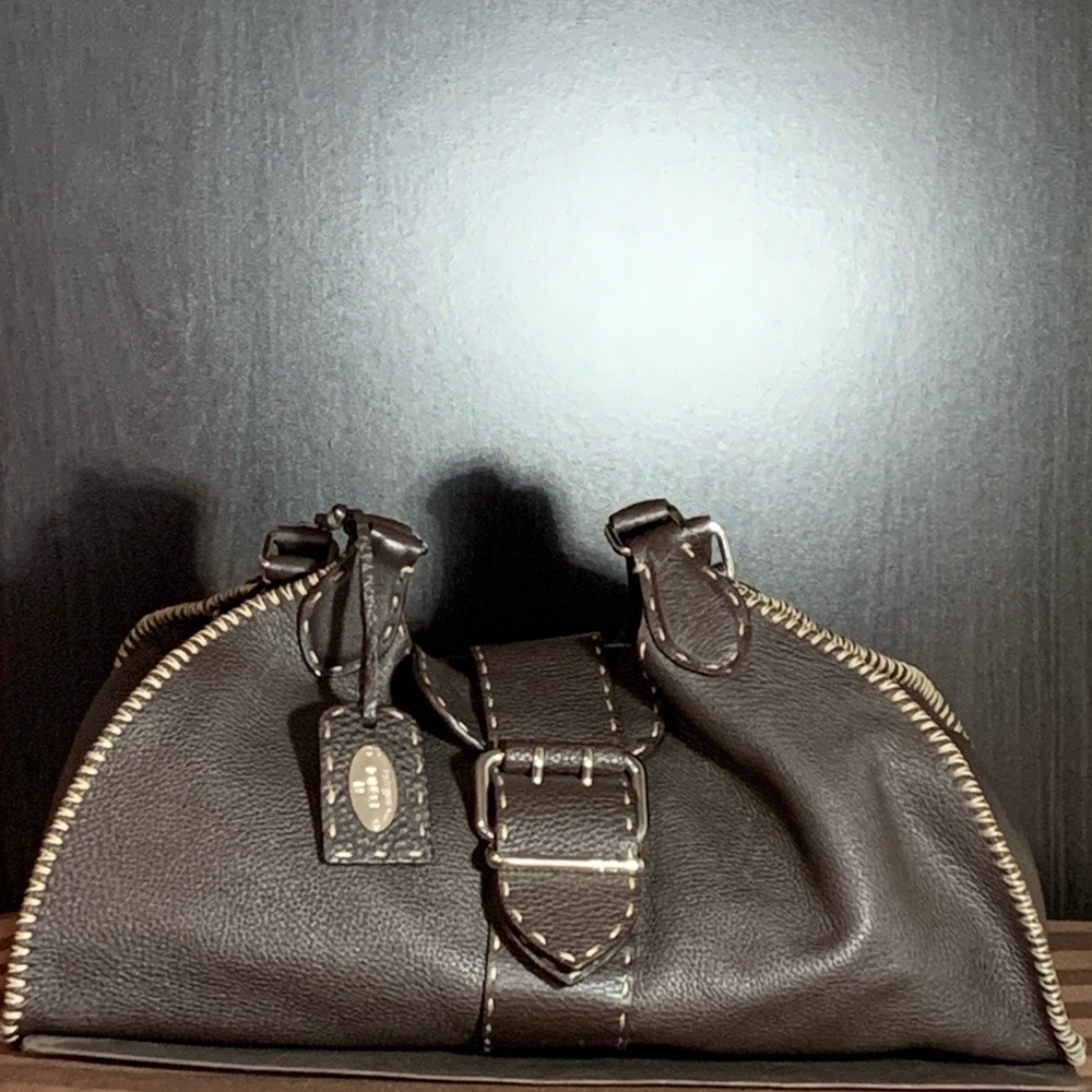 Authentic FENDI Selleria Linda Bag - Brown Cuoio Romano Leather - Vintage